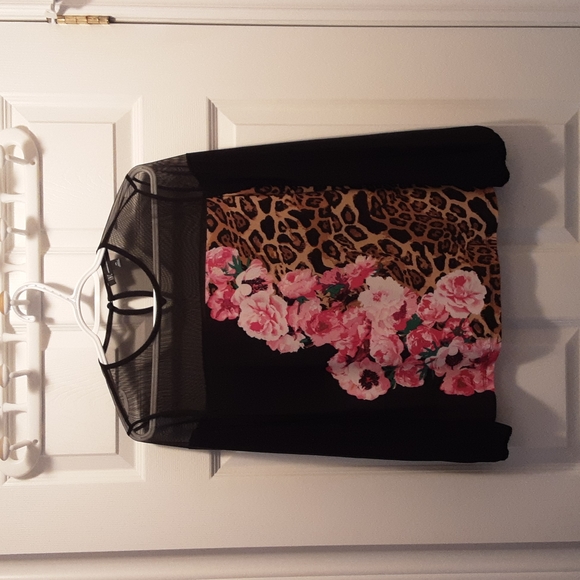 Leopard/flower print blouse - Picture 1 of 2